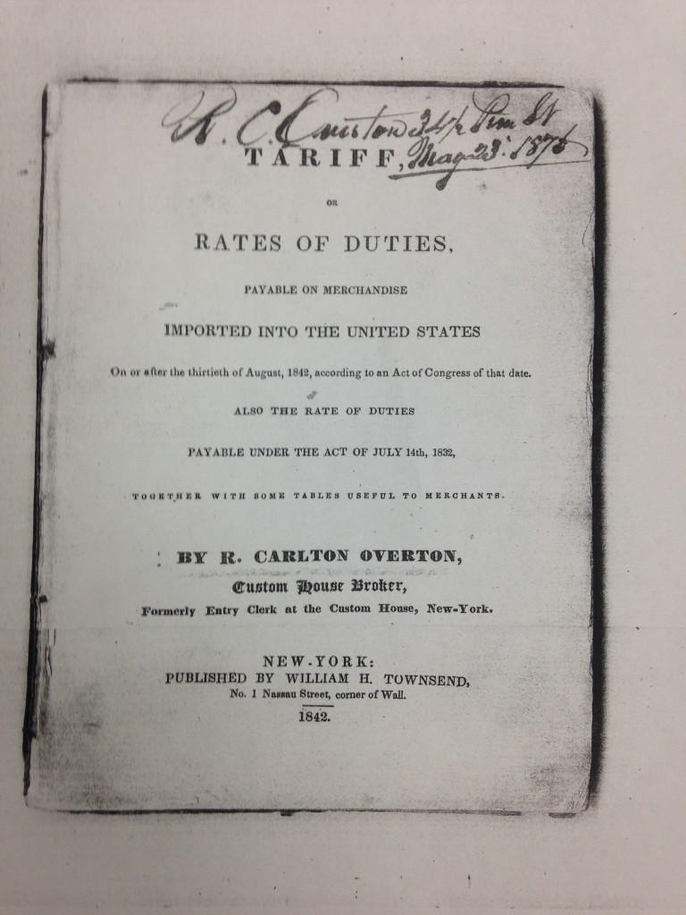 Overton & Co Customs Tariff 1842